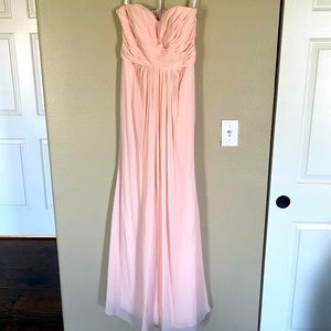 David’s Bridal, ballet pink bridesmaid dress.